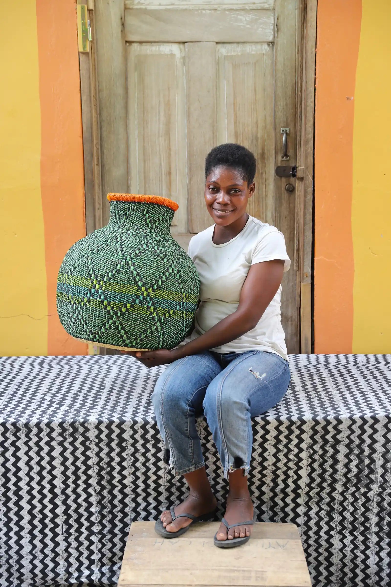 Jemima 10 Cows Dècor Basket (Large) by Gifty Adagaam