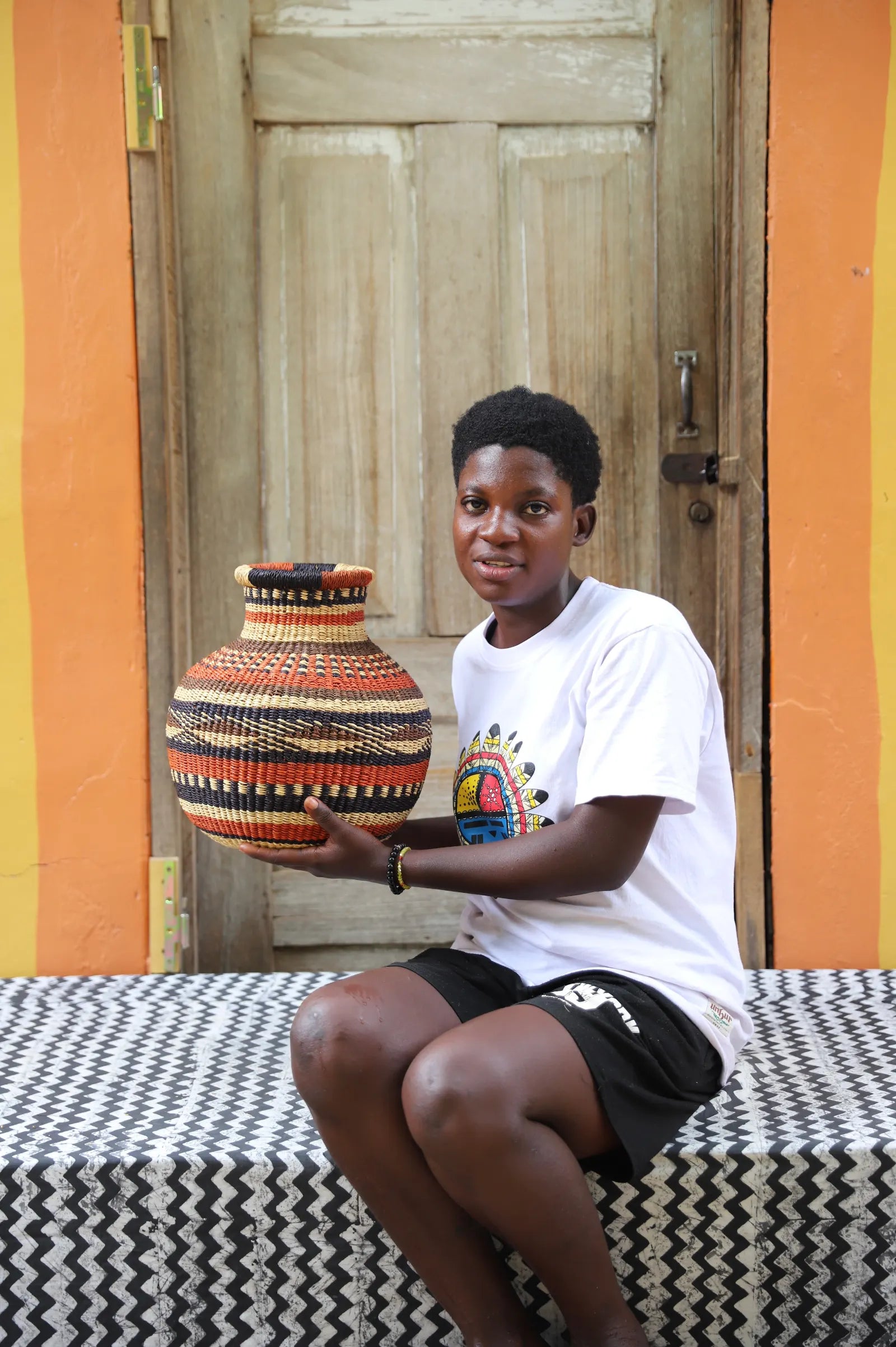 Jemima 10 Cows Dècor Basket (Tiny)  by Assibi Nsohbillah