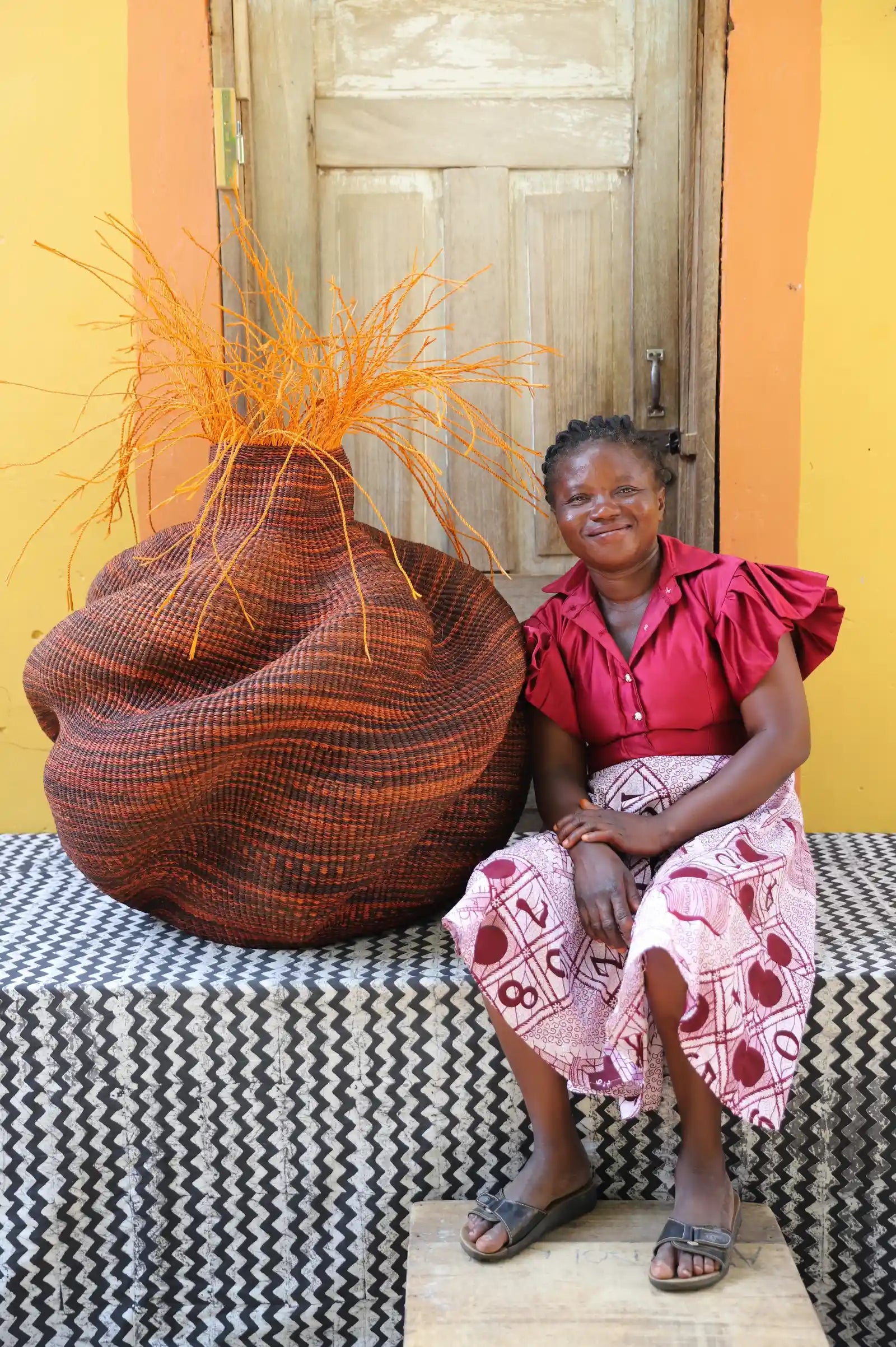 Tua-Tia (Baobab Tree) Art Basket (Large) by Anamolika Azure