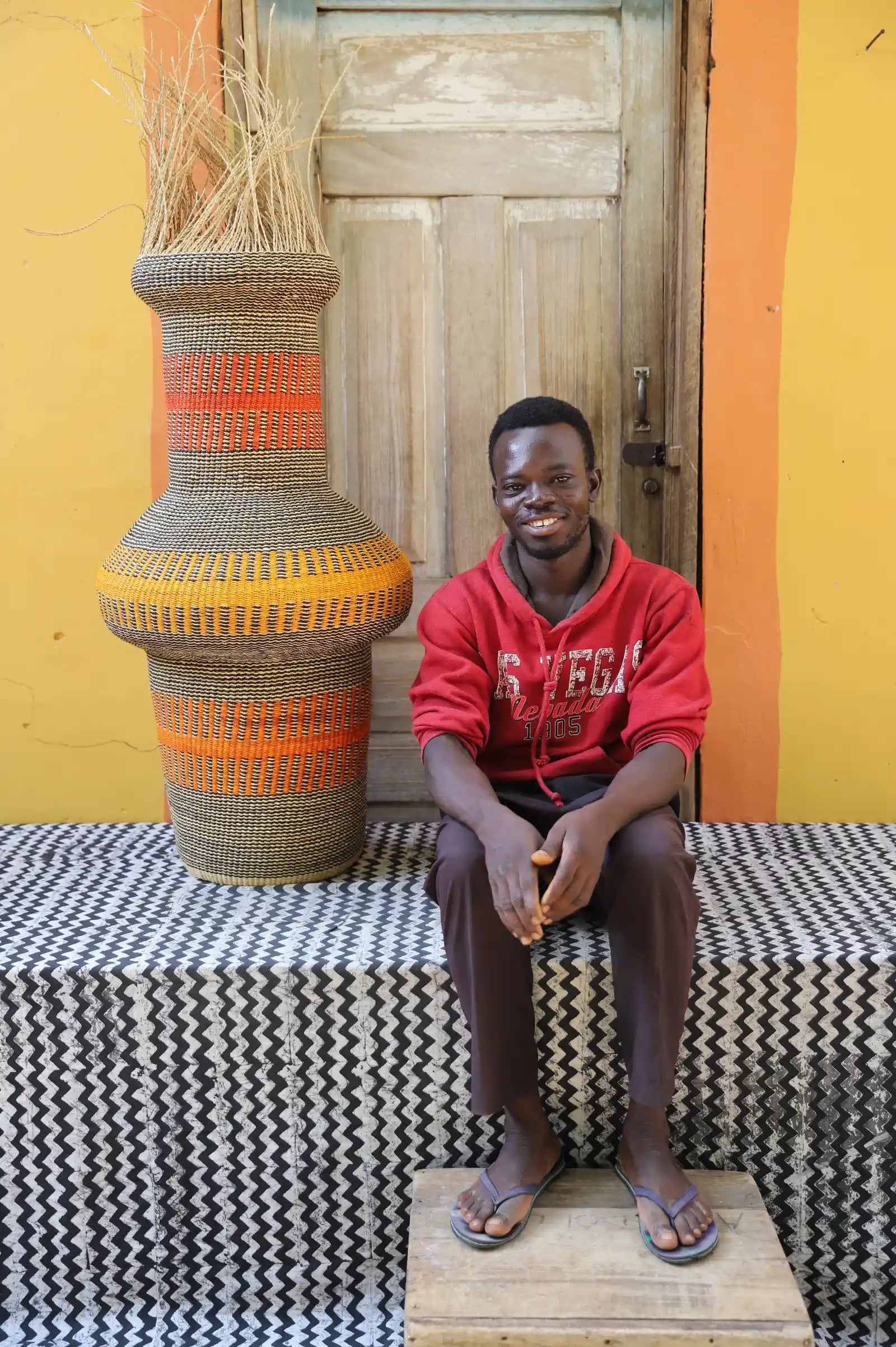 Tall Dugla Art Basket by Kwame Ayine