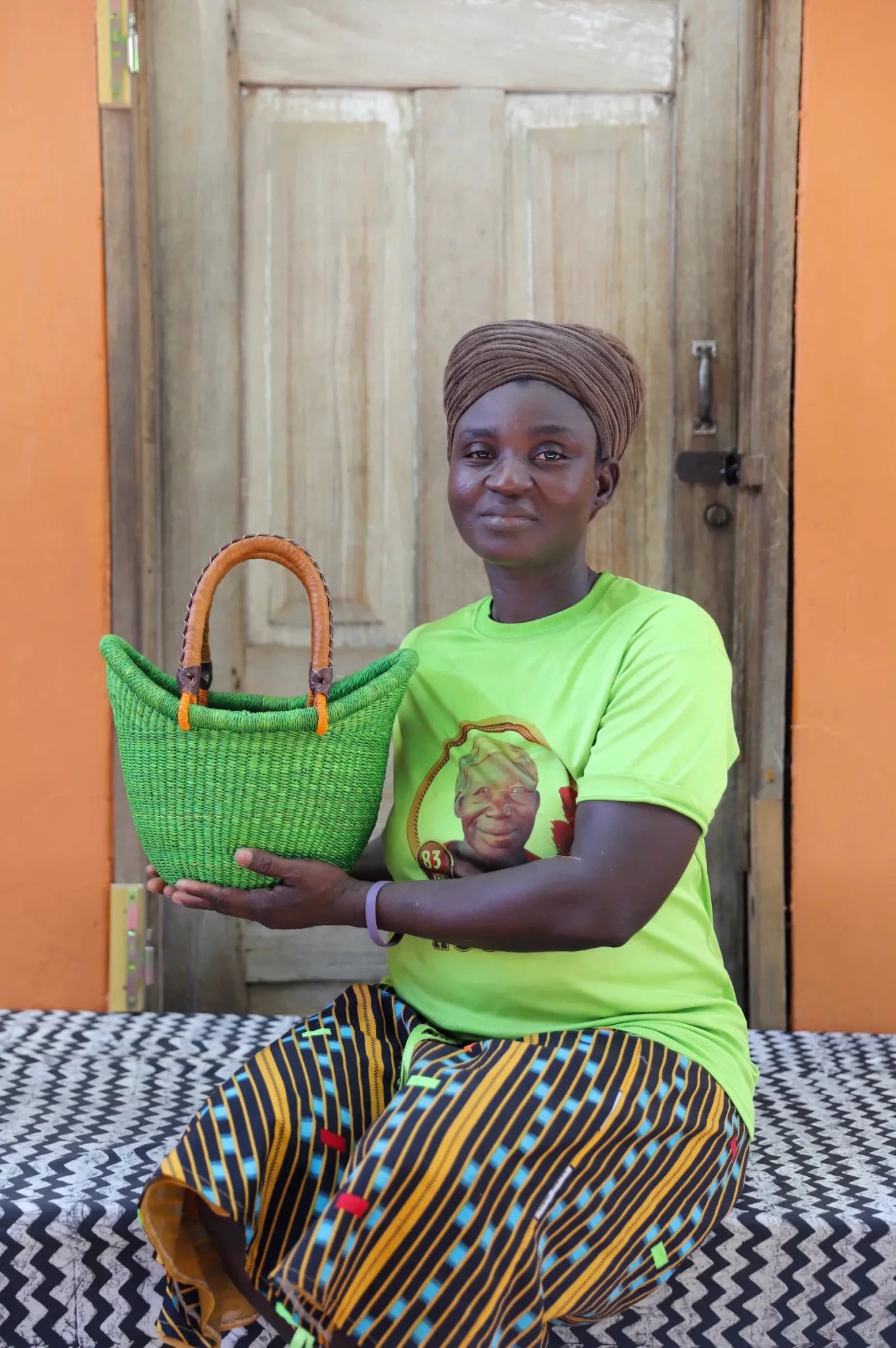 Dip-Dyed Nyariga Basket (Tiny) Handwoven in Ghana