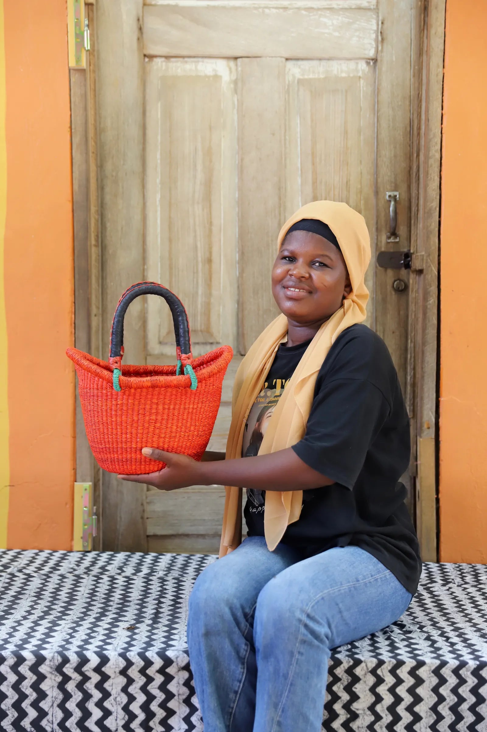 Nyariga Dip Dyed Basket (Tiny) by Martha Adongo