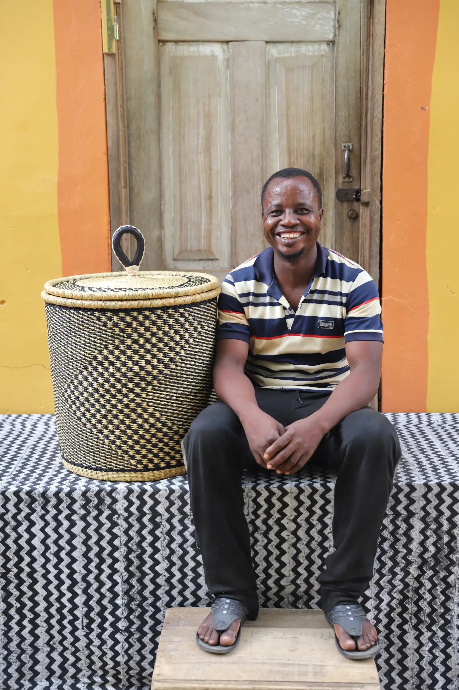 Laundry Lidded with Coil Basket (Large) by Ayinbillah Anaba