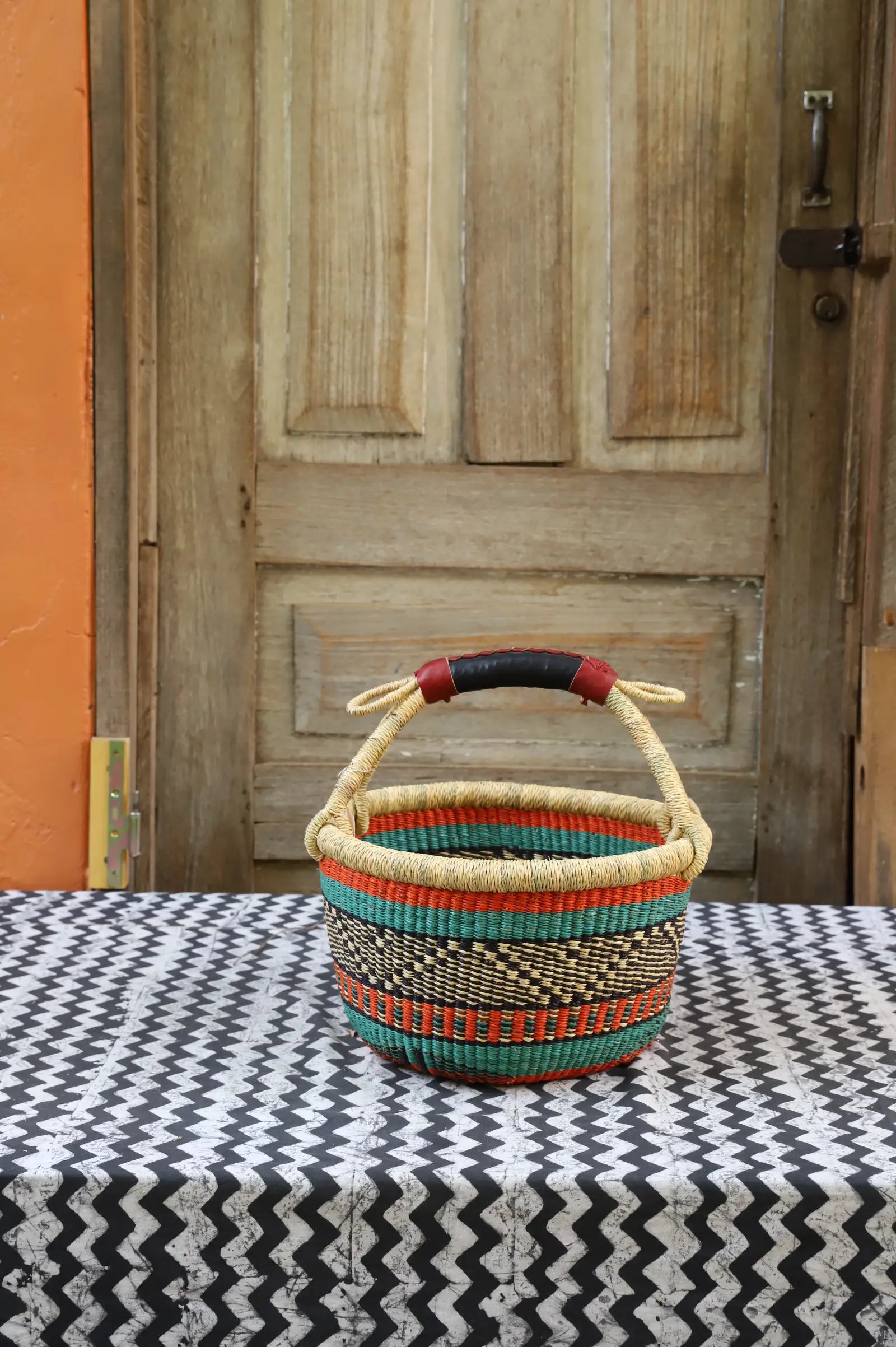 Round Shopping  Basket (Small) by Nyaamah Atingabono