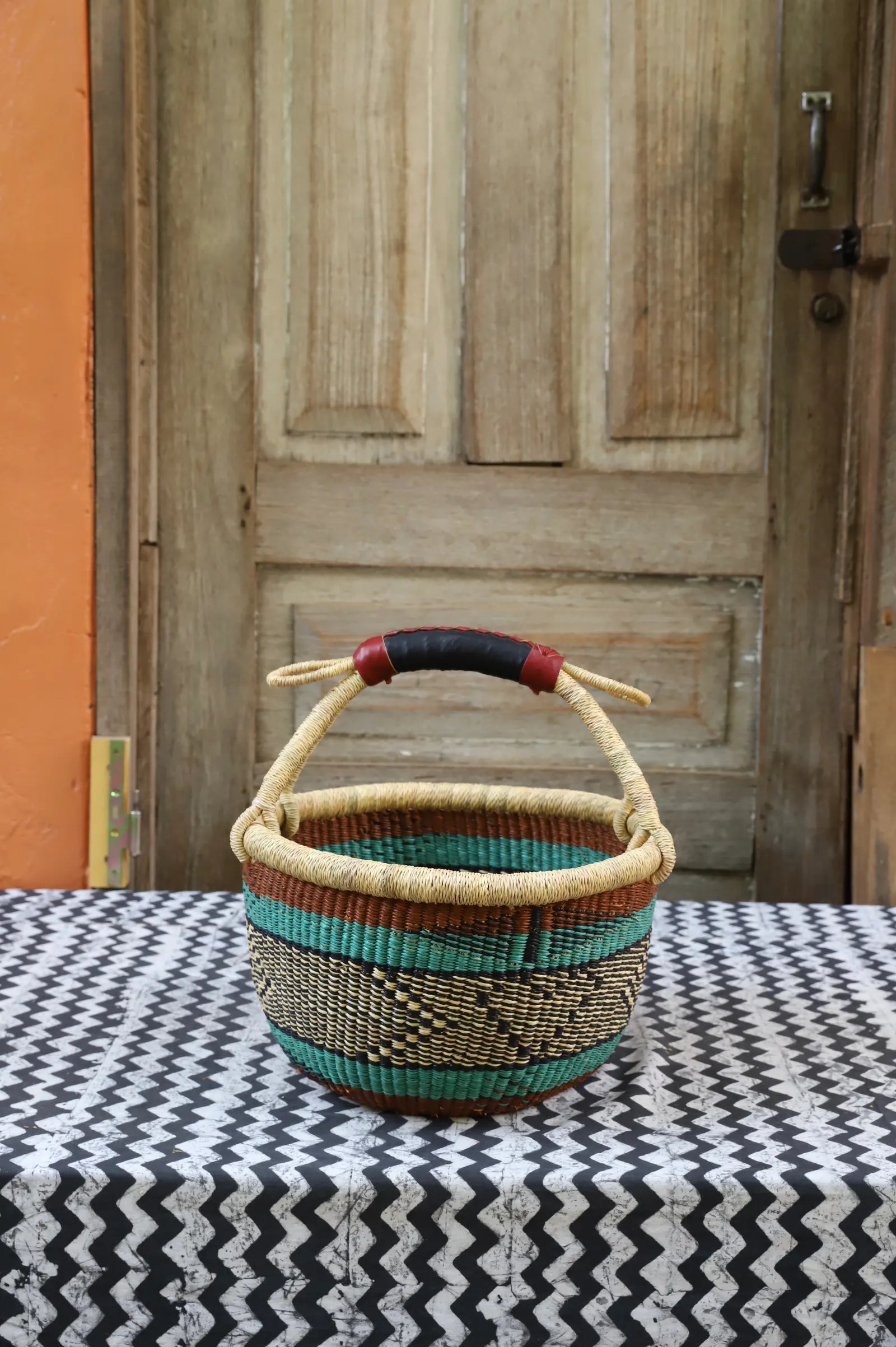 Round Shopping  Basket (Small) by Nyaamah Atingabono