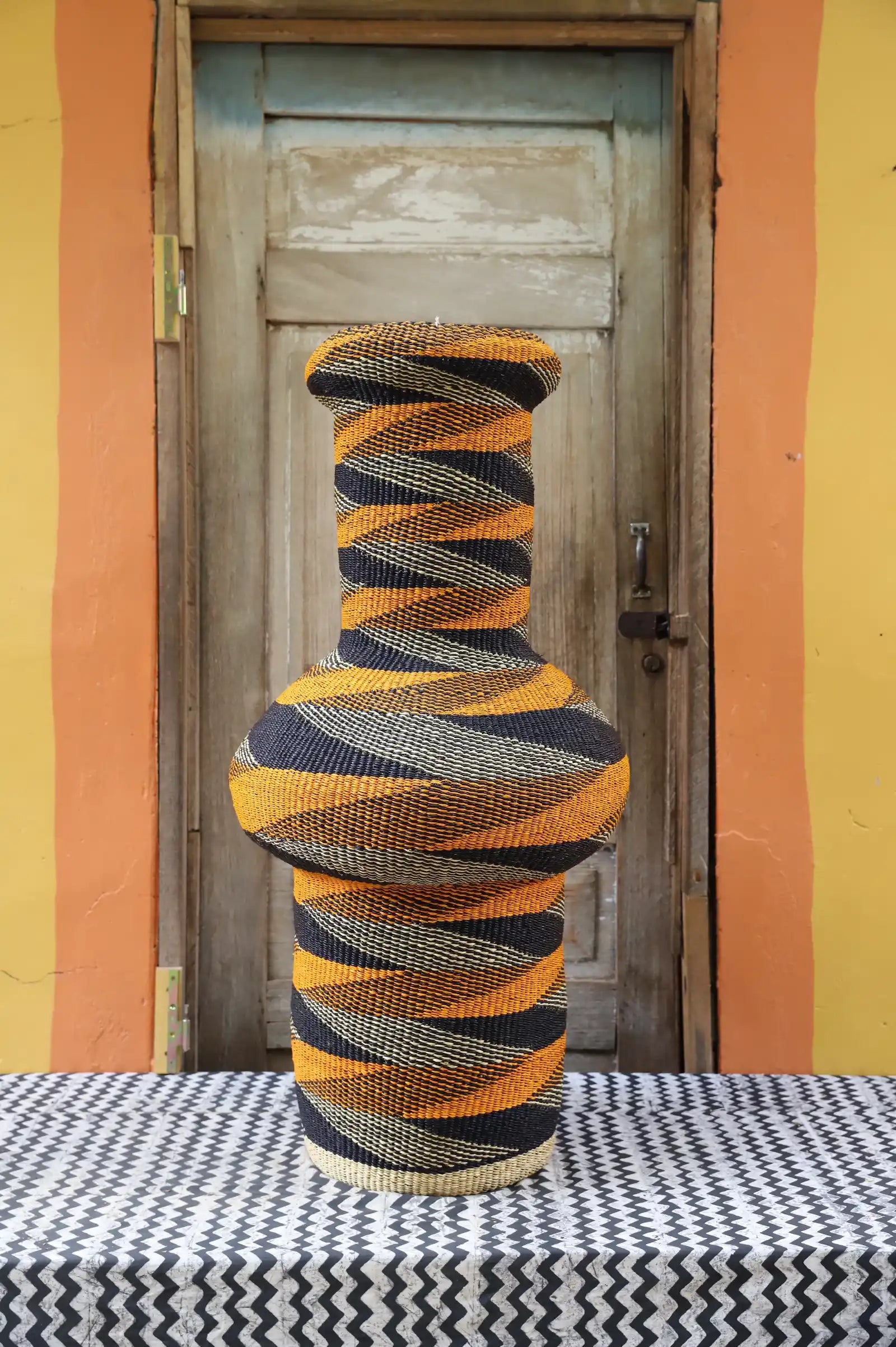 Tall Dugla Art Basket by Harrion Akubire