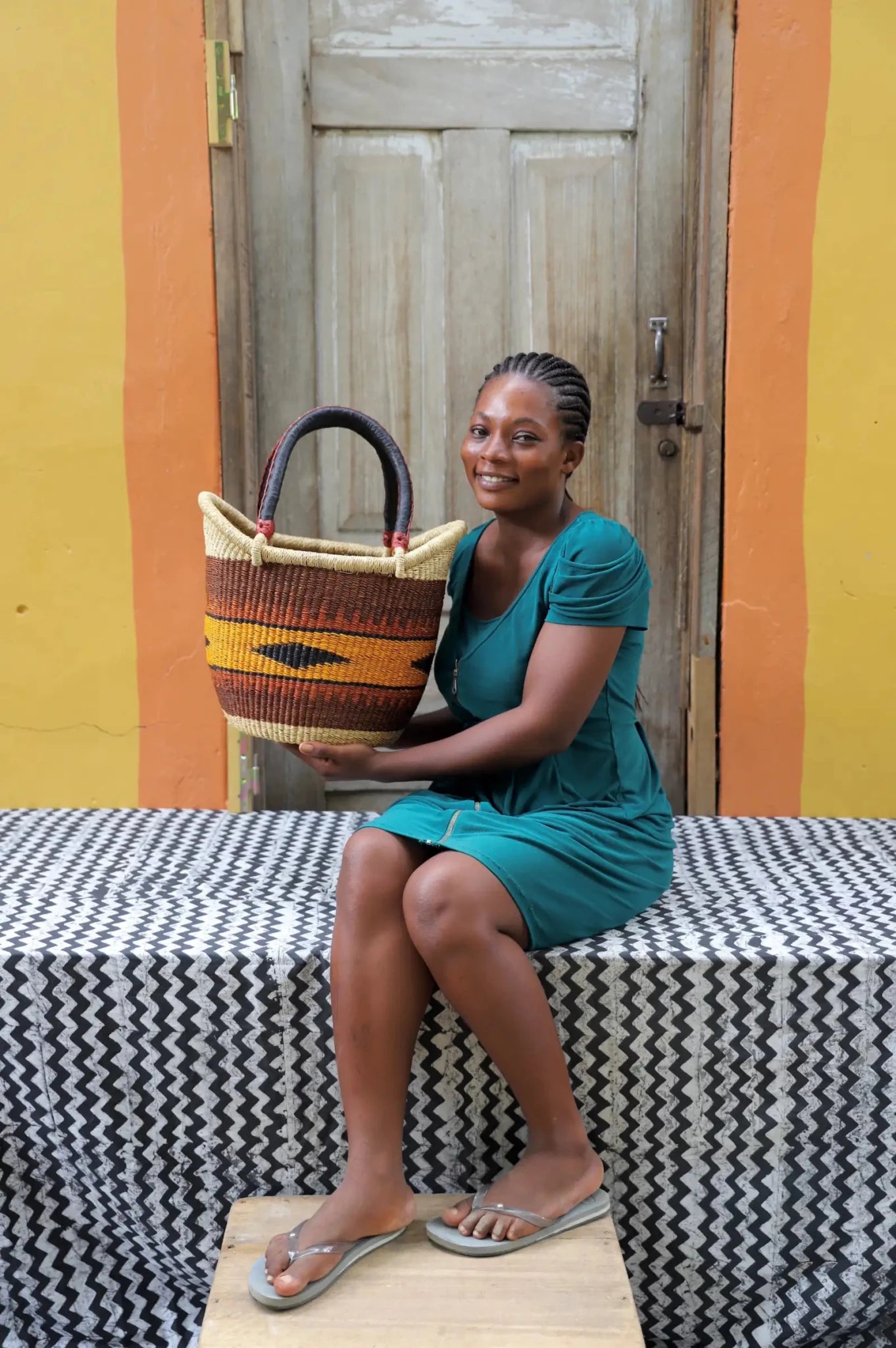 Small Nyariga Shopping Basket handwoven in Ghana
