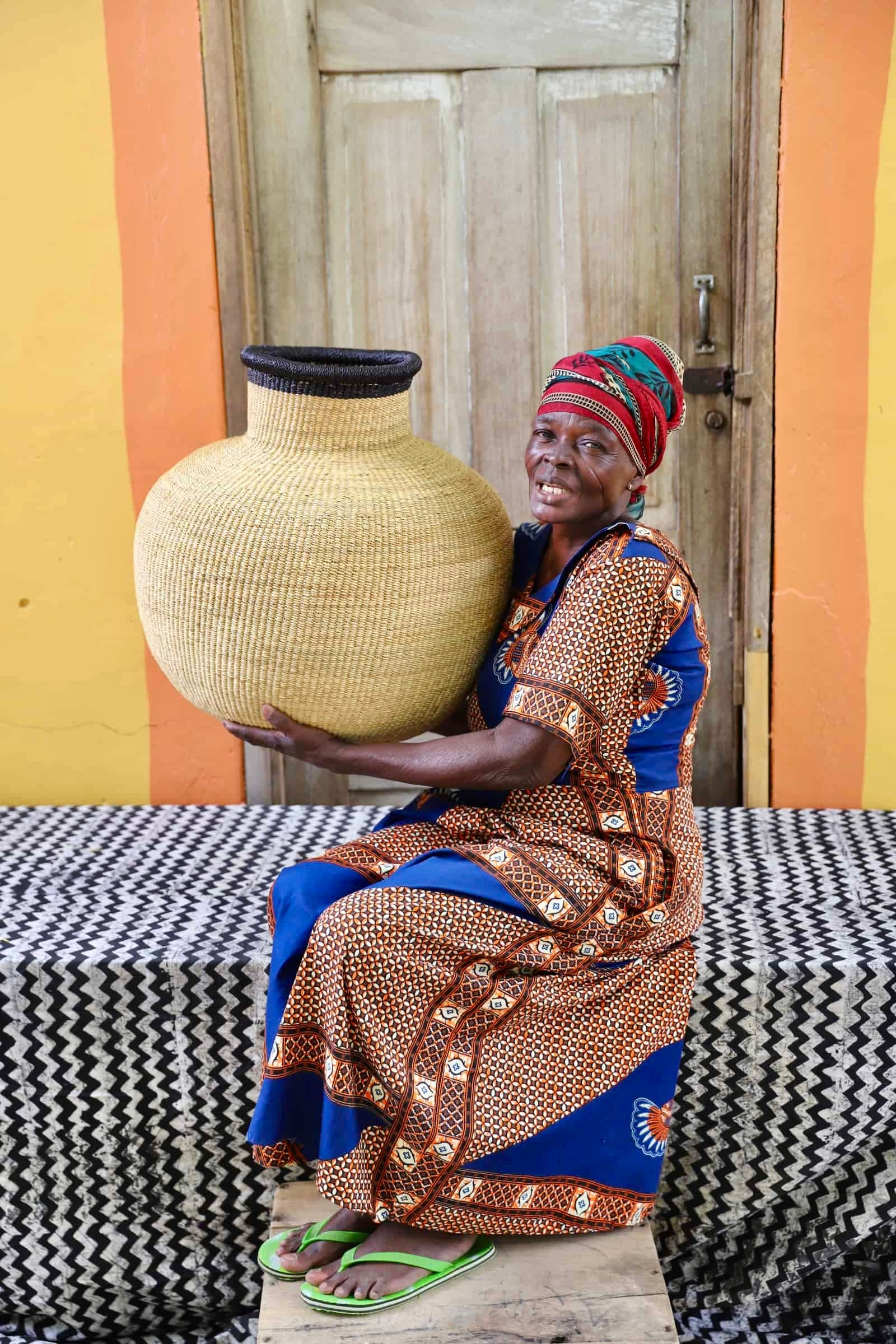 Jemima 10 Cows Dècor Basket (Large) by Mary Ayamdor