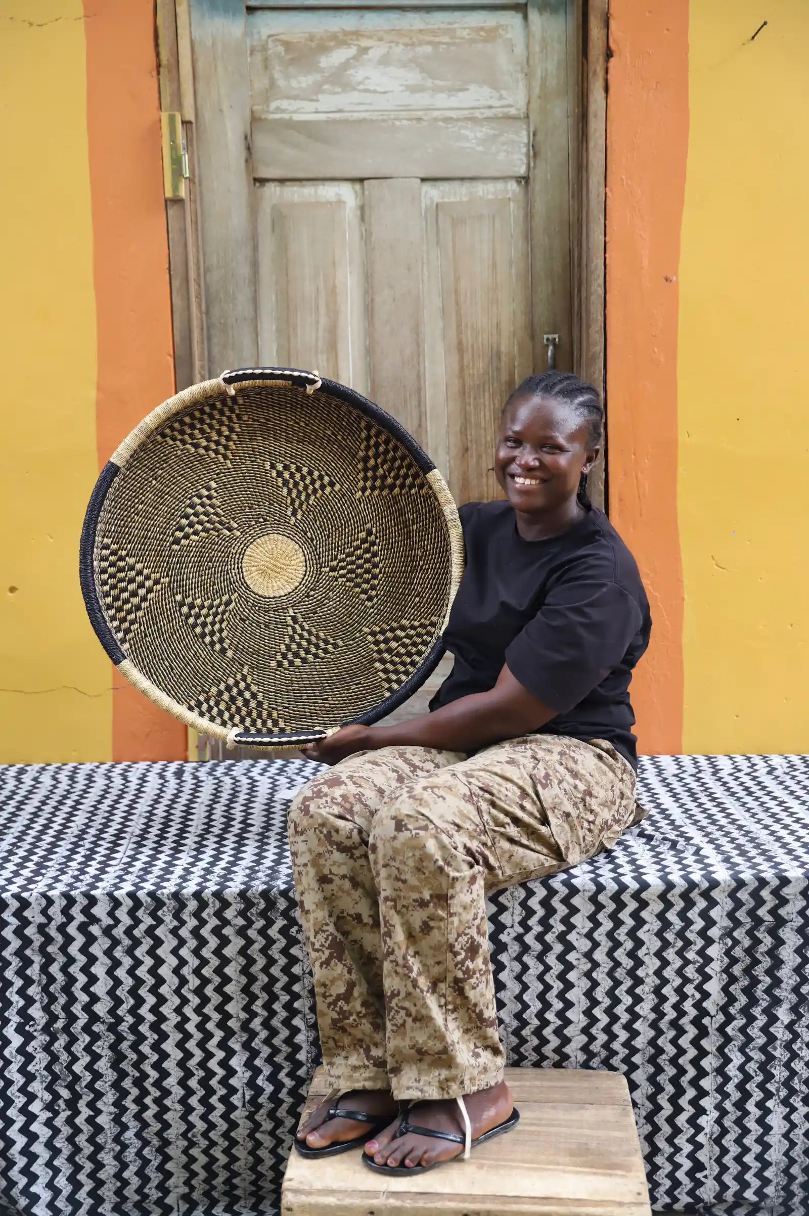 Woven Tray Wall Décor (Double Weave) (Medium) by Eva Nsohbillah