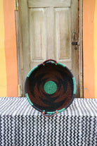 Woven Tray Wall Decor (Large) by The Baba Tree. Premium elephant grass tray with leather handles. Bolgatanga artisan craftsmanship.
