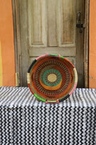 Woven Tray Wall Decor (Large) by The Baba Tree. Premium elephant grass tray with leather handles. Bolgatanga artisan craftsmanship.