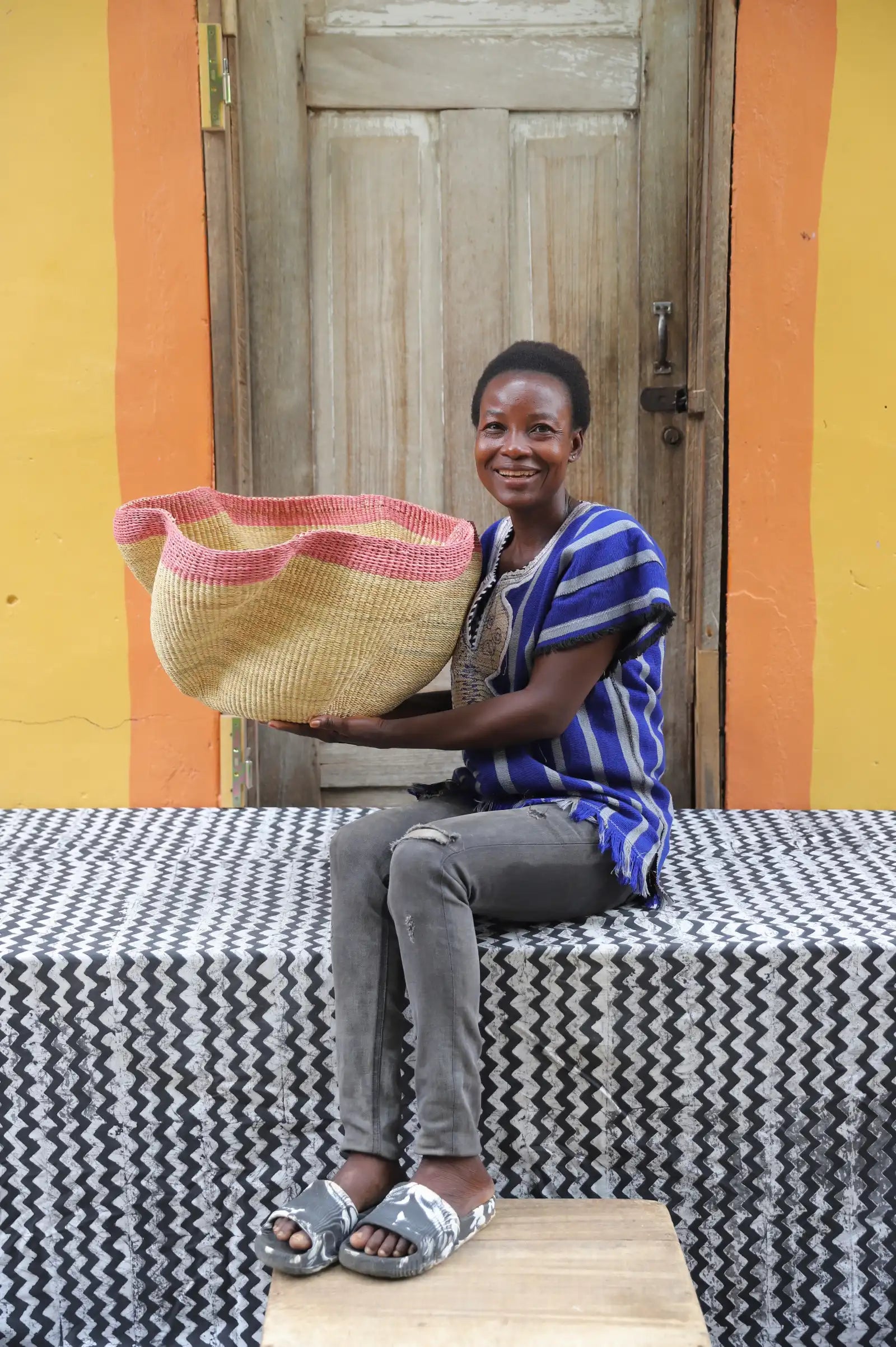 Pakurigo Wave Home  Décor Basket (Large) by Charity Atuah