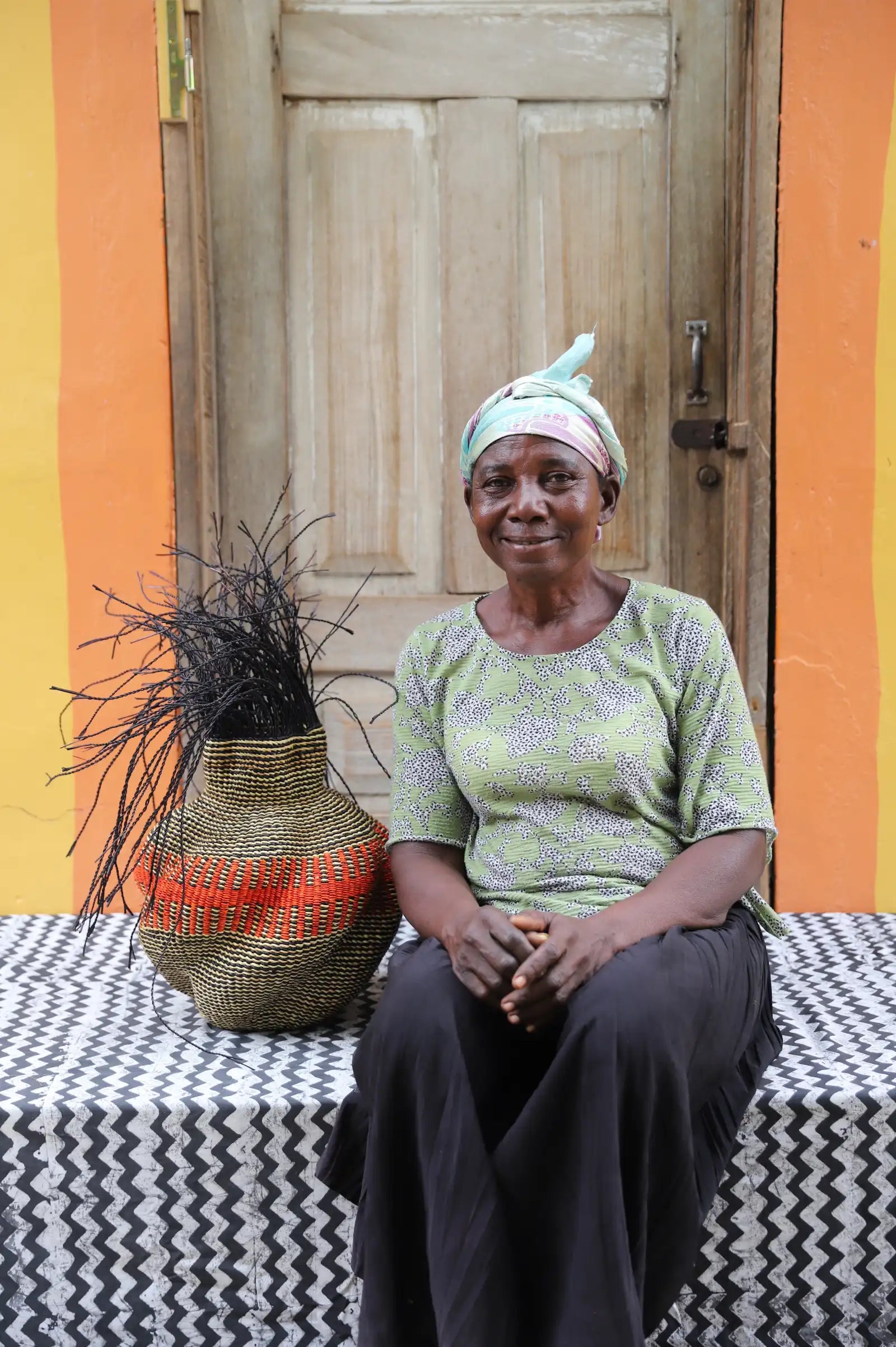Tua-Tia (Baobab Tree) Art Basket (Tiny) by Atugtarekeh Nyaaba