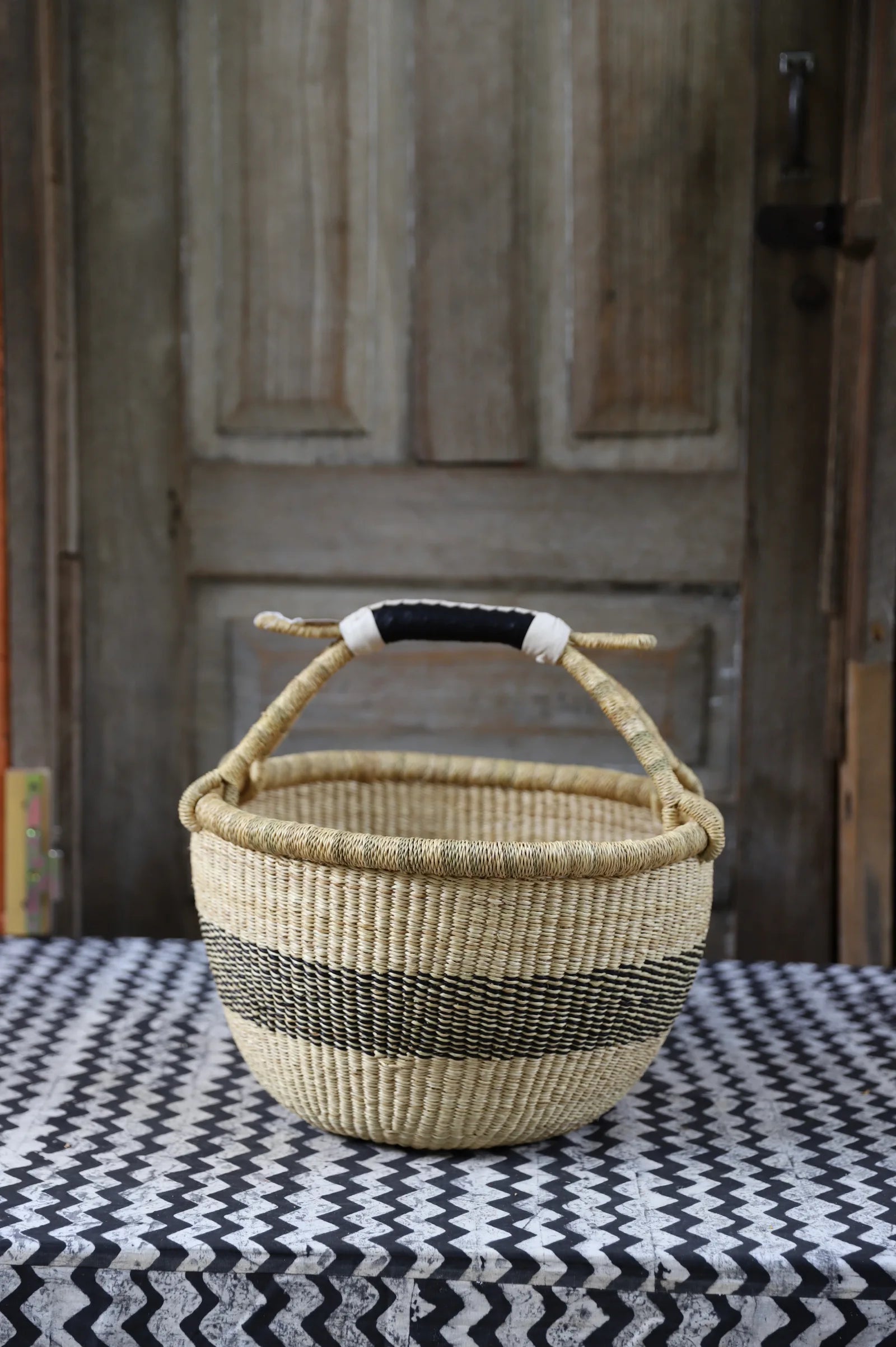 Round Shopping  Basket (Large) by Martha Adongo