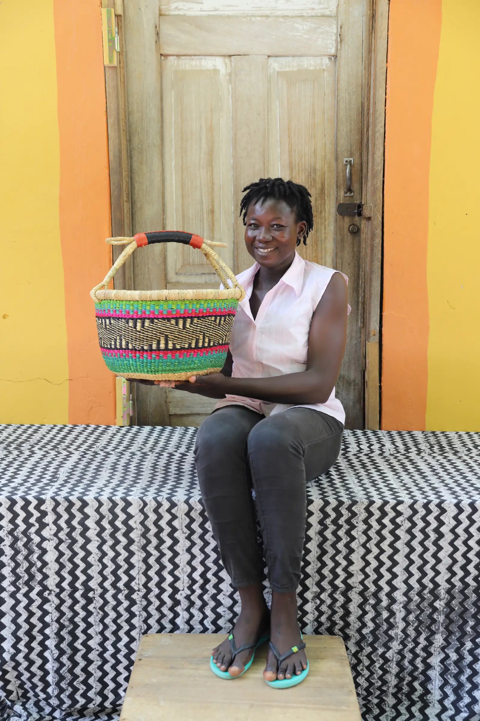 Round Shopping  Basket (Medium) by Christiana Anaba