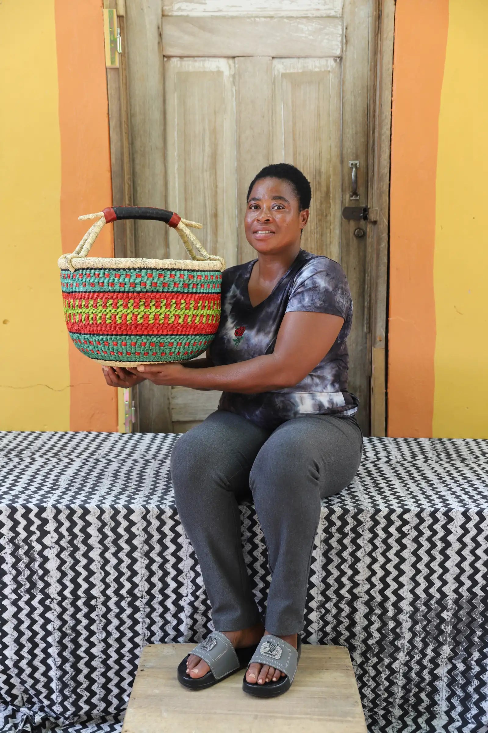 Round Shopping  Basket (Medium) by Agnes Azure