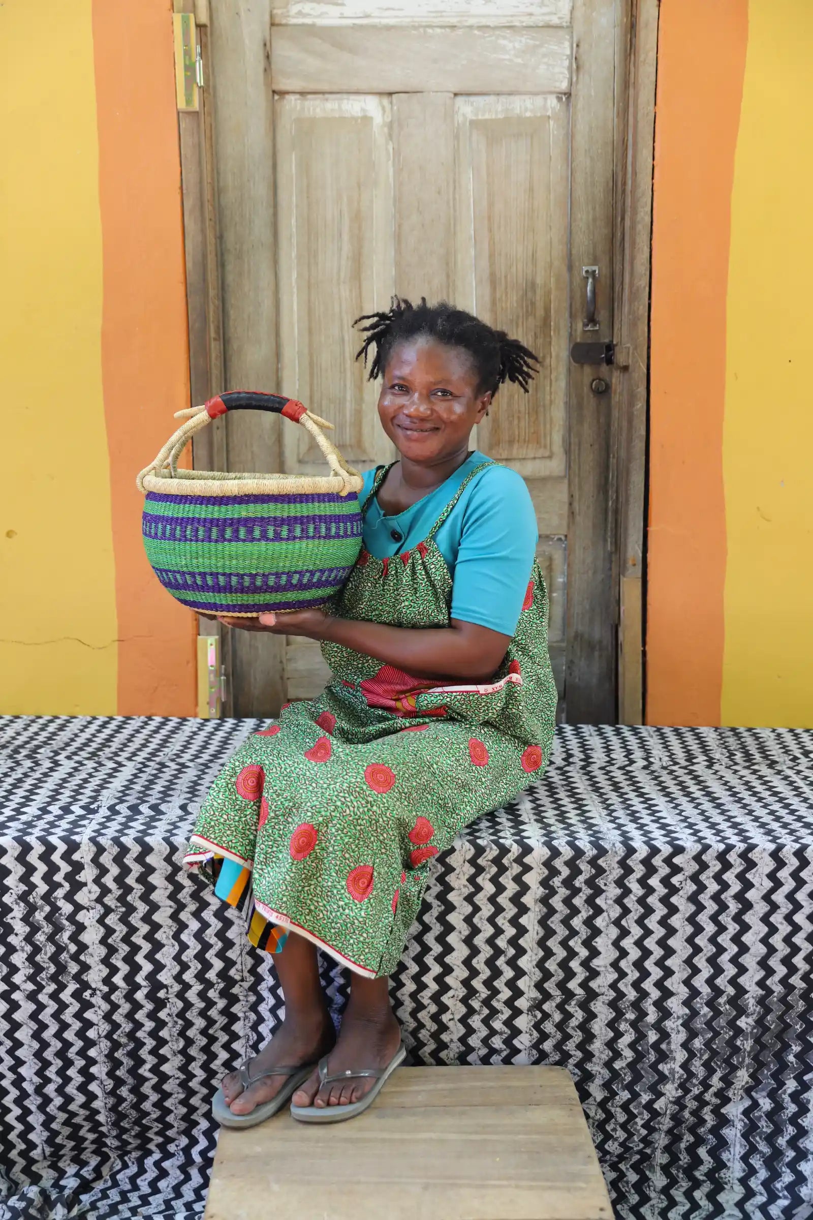 Round Shopping Basket (Small) by Azure Anamolika