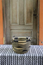 Gbenka storage basket handwoven in elephant grass from Bolgatanga, Ghana, 36 cm wide.