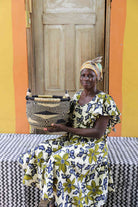 Handwoven Bolga storage basket in elephant grass, based on the traditional pito sieve.